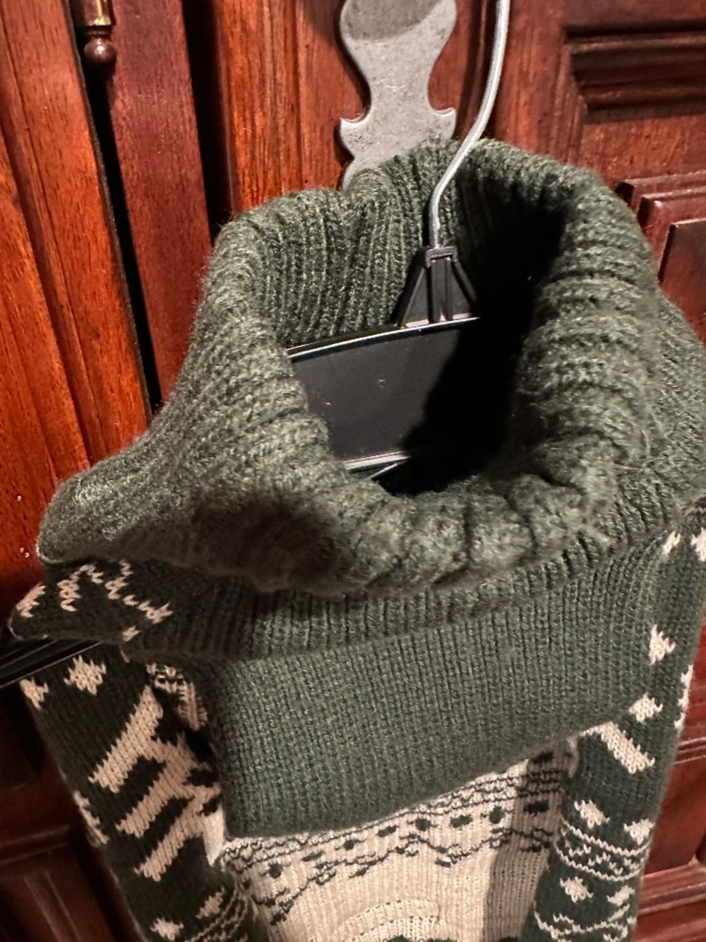 EDDIE BAUER Size M Medium Dog Sweater Green Christmas Winter Pine Trees Festive - Picture 5 of 9